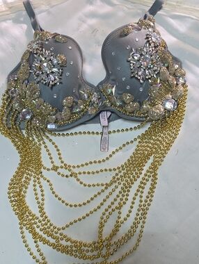 Embellished Gray Victoria Bra Top